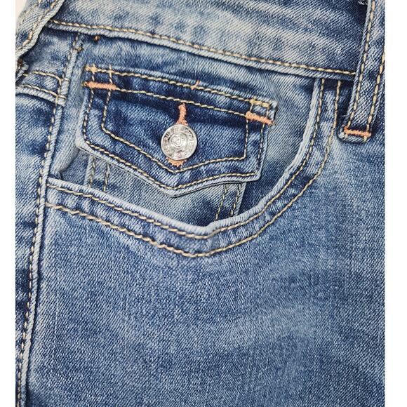 True Religion Halle Flap Skinny Raw Jeans - Medium Cloudless Wash Size 31 - Picture 6 of 14